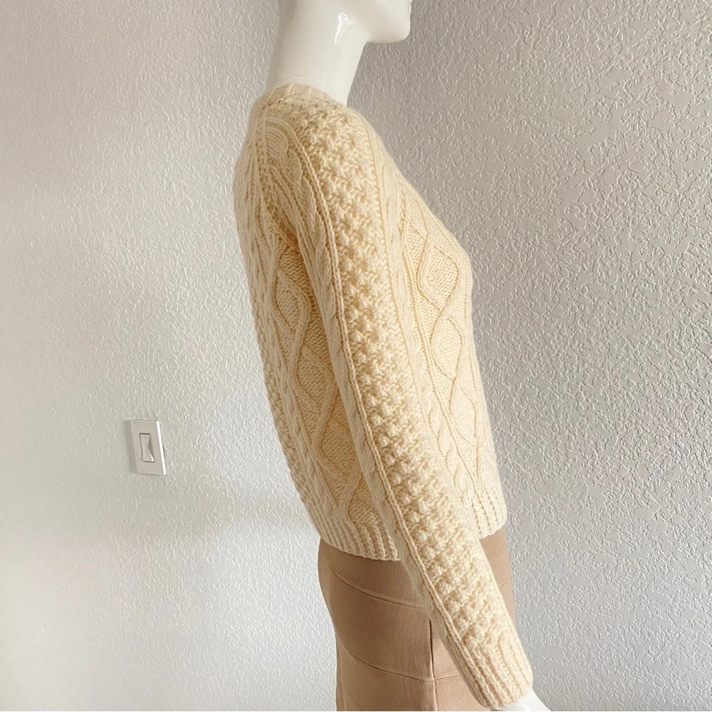 J.crew ivory hand knit button down Sweater